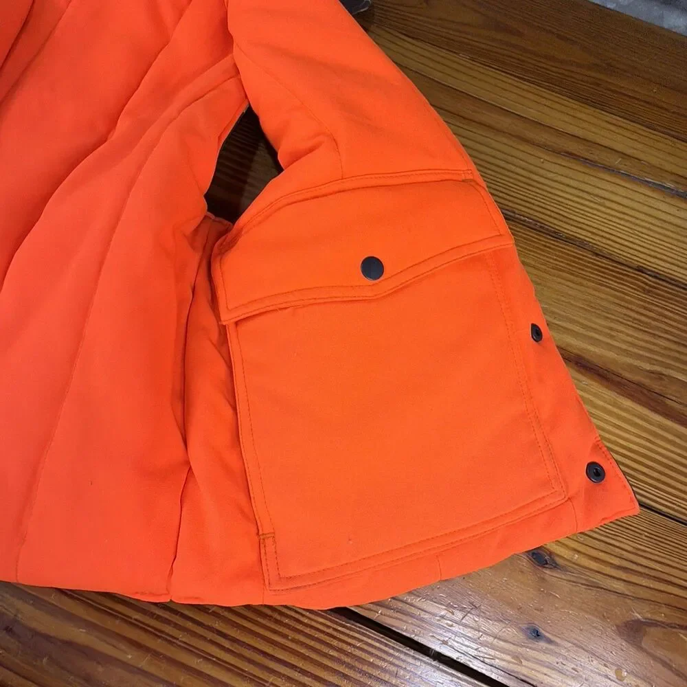 Vtg Duck Camo 80s/90's Puffer Vest Reversible Orange Insulated Sz M Thick/Heavy